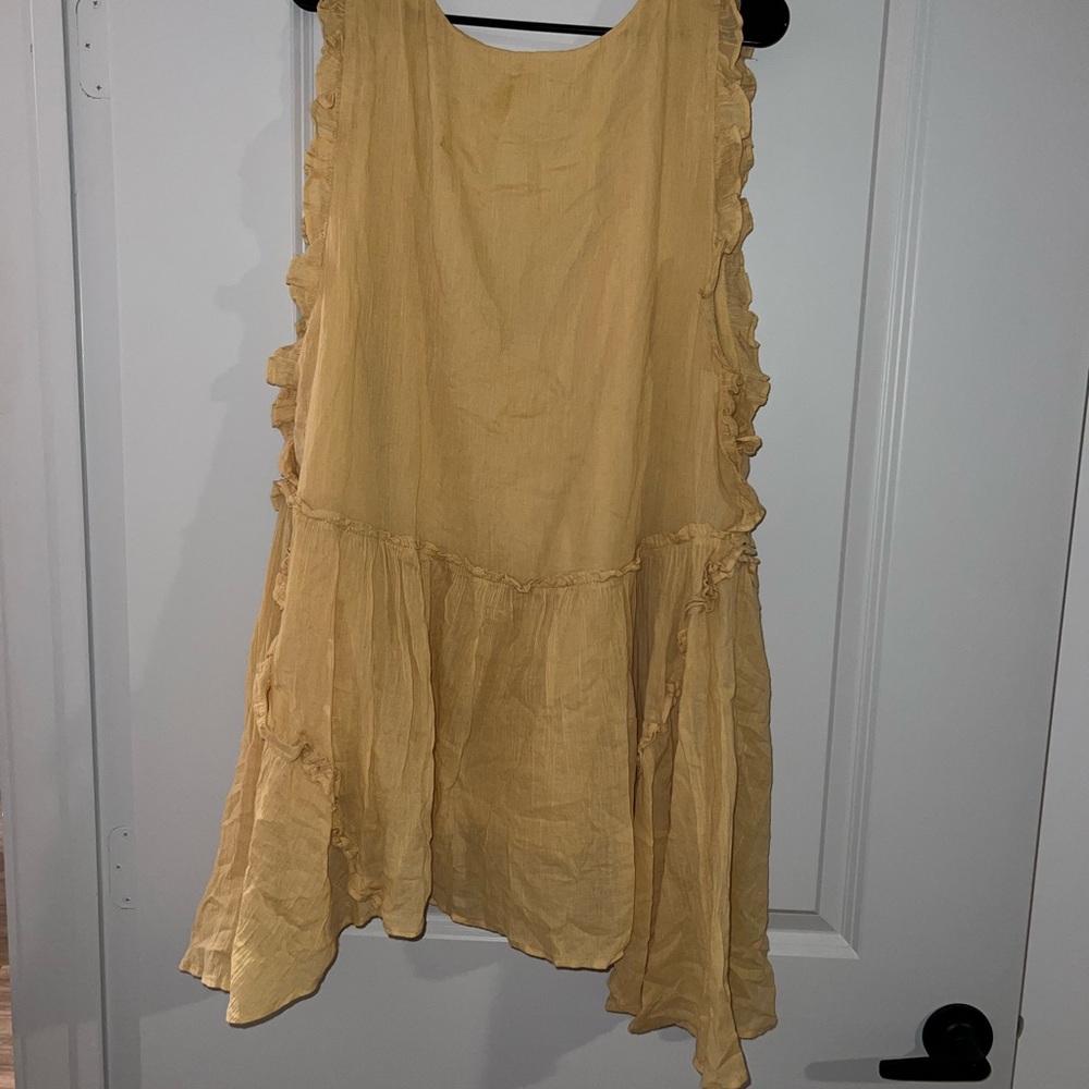 Free People Yellow Sleeveless Ruffle Hem Tunic Top
